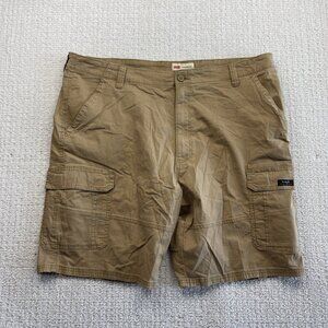 Wrangler All Terrain Cargo Shorts Mens 32 x 10 Brown Cotton Stretch Relaxed Fit